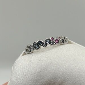 Elegant Rhodium and Multicolor Gemstone Ring No Bag No Tag Never worn size 11